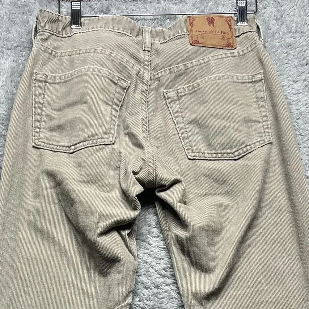 Abercrombie Fitch Corduroy Jeans Women 4 Beige Flare Bootcut Vintage 90s Y2K USA